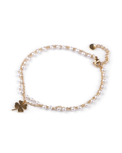 Náramok na členok z nerezovej ocele s perlami a príveskom - 1 ks | Mimib