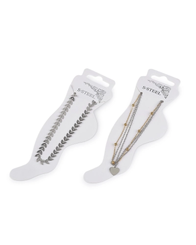 Náramok na členok z nerezovej ocele s perlami a príveskom - 1 ks | Mimib