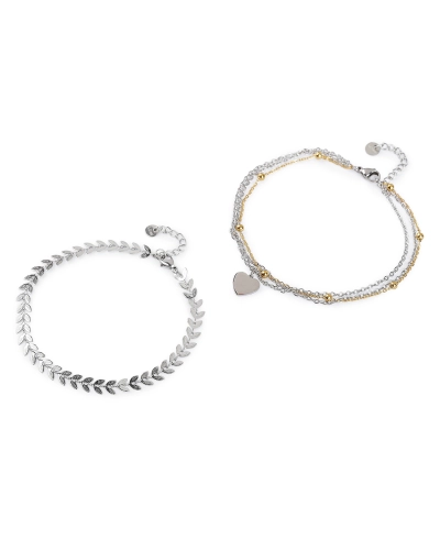 Náramok na členok z nerezovej ocele s perlami a príveskom - 1 ks | Mimib