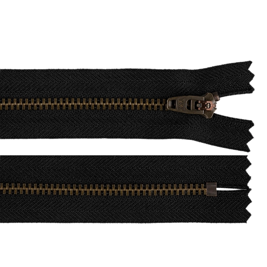 Kovový zips YKK No 4 dĺžka 20 cm staromosadzný (jeansový) - 1 ks | Mimib
