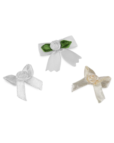 Saténová mašlička s ružičkou - 10 ks | Mimib