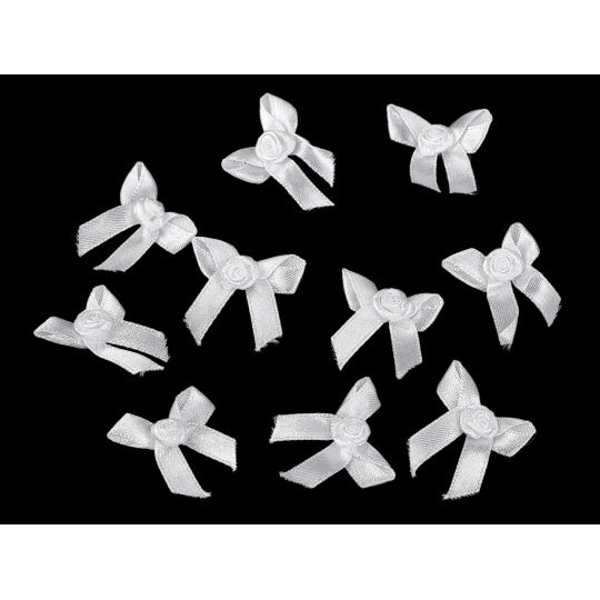 Saténová mašlička s ružičkou - 10 ks | Mimib