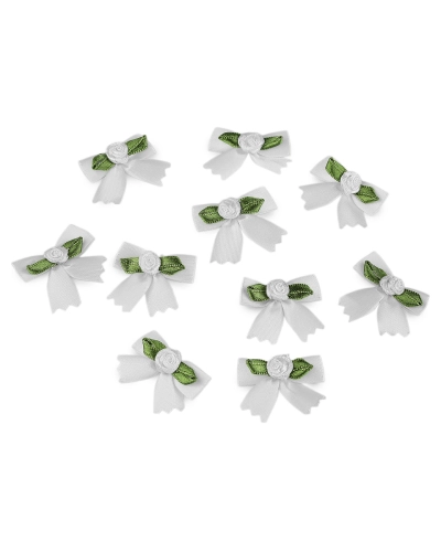 Saténová mašlička s ružičkou - 10 ks | Mimib