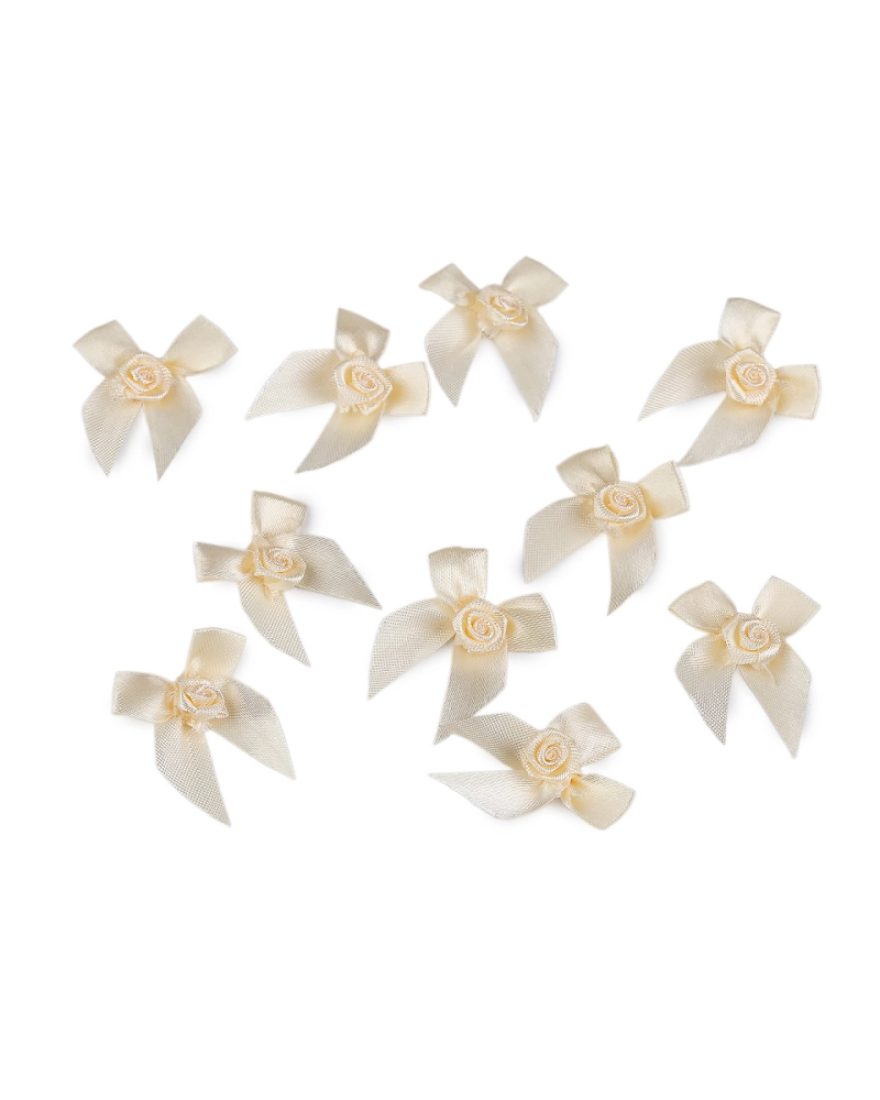 Saténová mašlička s ružičkou - 10 ks | Mimib