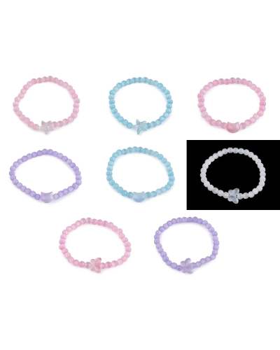 Náramok pružný zo sklenených korálikov mačka, motýľ, hviezda - 1 ks | Mimib