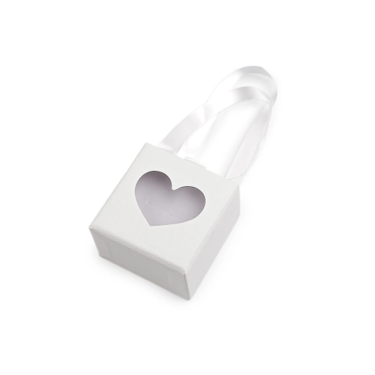 Krabička na šperky s priehľadom srdca a uchom 5,5x5,5 cm - 1 ks | Mimib