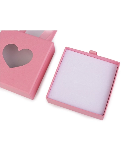 Krabička na šperky s priehľadom srdca a uchom 10x10 cm - 1 ks | Mimib