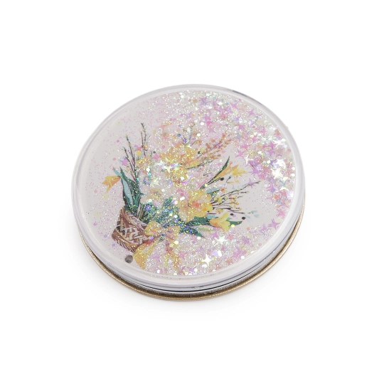 Kozmetické zrkadlo s tekutými glitrami kvety - 1 ks | Mimib