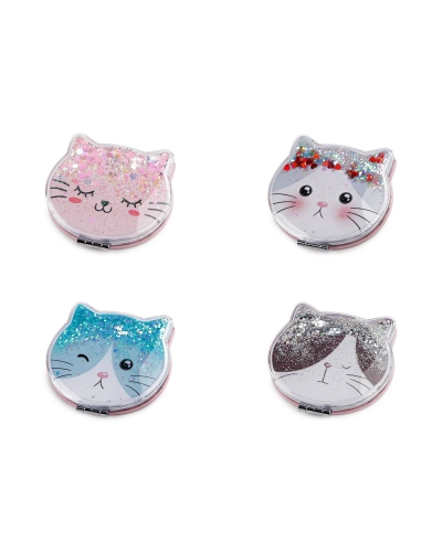 Kozmetické zrkadlo s tekutými glitrami mačka - 1 ks | Mimib