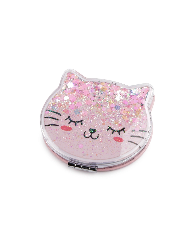 Kozmetické zrkadlo s tekutými glitrami mačka - 1 ks | Mimib