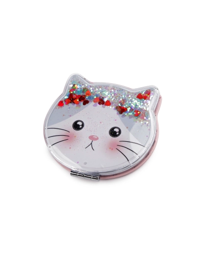 Kozmetické zrkadlo s tekutými glitrami mačka - 1 ks | Mimib