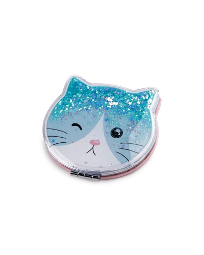 Kozmetické zrkadlo s tekutými glitrami mačka - 1 ks | Mimib