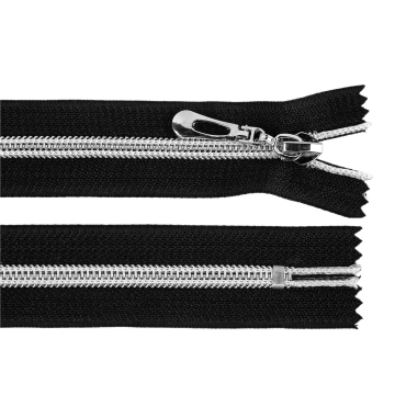 zipsy špirálové No 7 so striebornými zúbkami