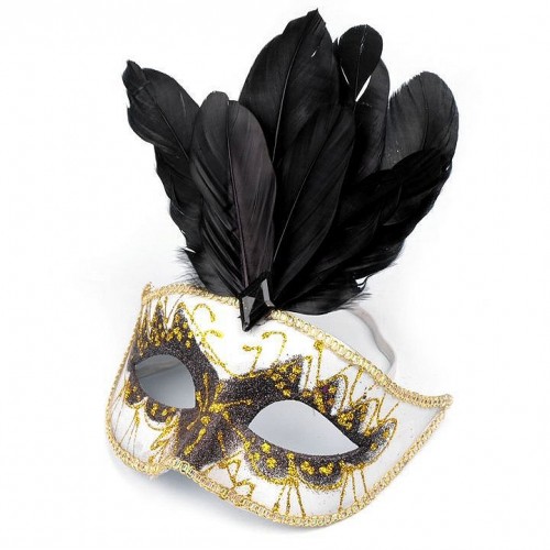 Karnevalová maska GLITRY s perím1 - 1ks