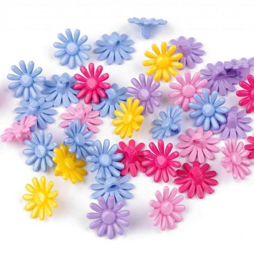 Plastové gombíky / korálky kvet Ø15 mm 20ks
