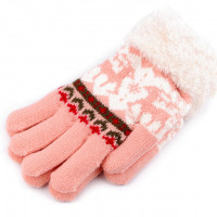 Detské pletené rukavice s kožúškom, norský vzor 1pár