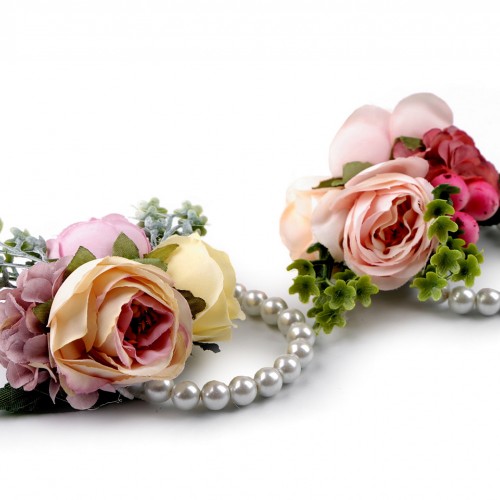 Perlový náramok svadobný pre družičky s kvetmi 1ks