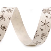 Bavlnená stuha vločky šírka 15 mm vianočná 13.5m
