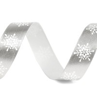 Vianočná stuha metalická vločky šírka 16 mm3 - 3m