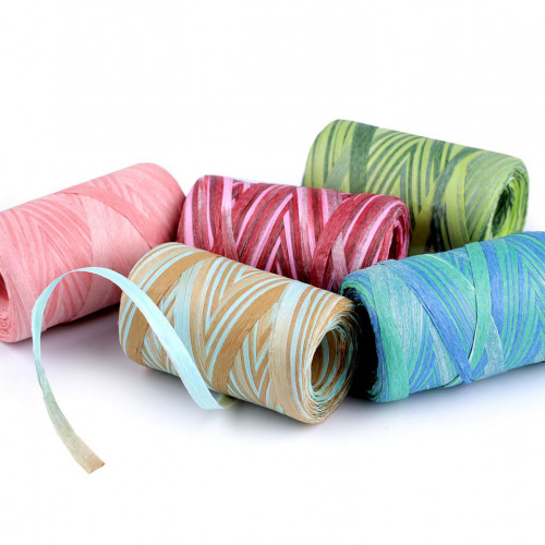 Lyko rafia na pletenie tašiek - prírodné multicolor, šírka 5-8 mm1 - 1ks