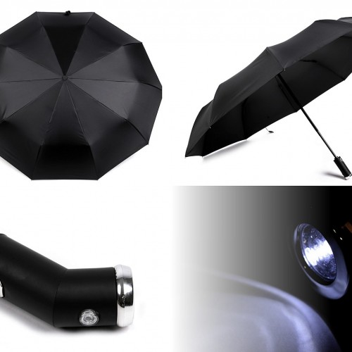 Skladací dáždnik s led svetlom v rukoväti 1ks