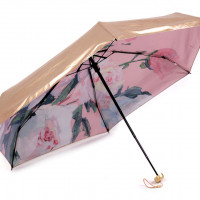 Dámsky mini skladací dáždnik metalický, vo vnútri zdobený 1ks