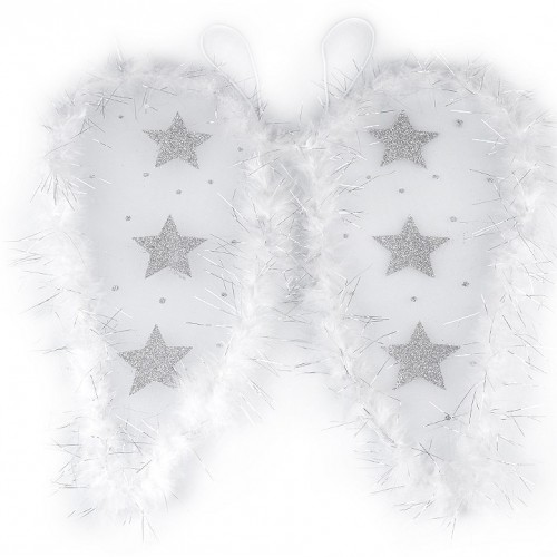 Anjelské krídla s perím a glitrovými hviezdami 1ks