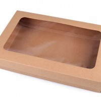 Papierová krabica natural s priehľadom4 - 4ks