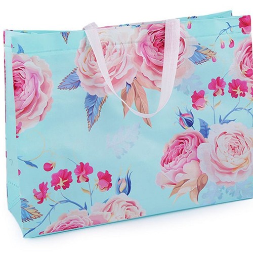 Nákupná taška s kvetmi ruže, veľká 32x42 cm umývateľná 1ks