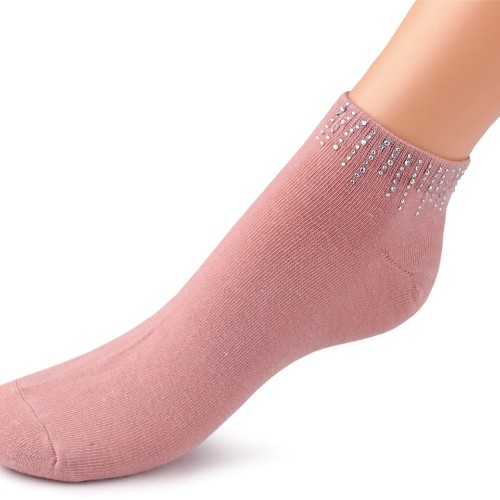 Dámske bavlnené ponožky členkové s kamienkami 3pár
