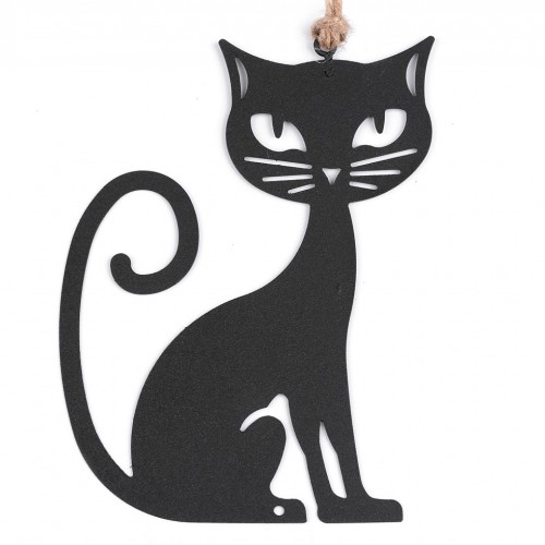 Čierna kovová mačka na zavesenie 1ks