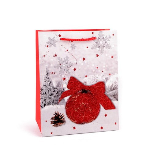 Darčeková taška s glitrami vianočná 1ks