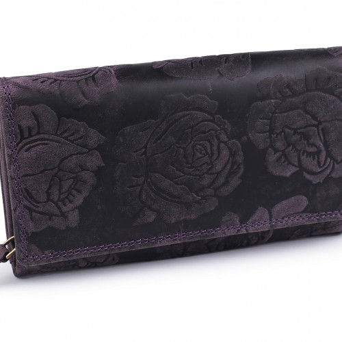 Dámska peňaženka kožená s kvetmi 1ks