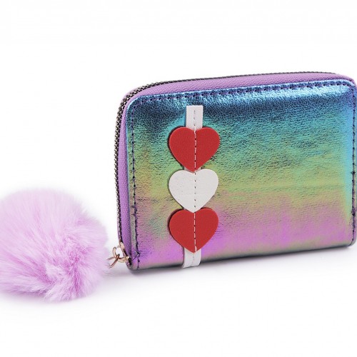 Dievčenská peňaženka metalická s brmbolcom 9x13 cm 1ks