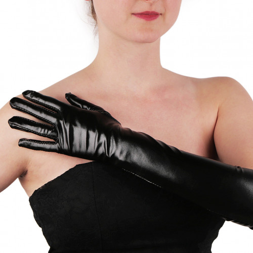 Dlhé spoločenské rukavice imitácia latexu 1pár