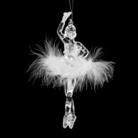 Dekorácia baletka, labuť s glitrami na zavesenie na stromček 1ks