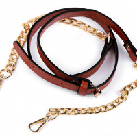 Koženkový popruh / ucho s retiazkou a karabínami na kabelku dĺžka 115-130 cm 1ks