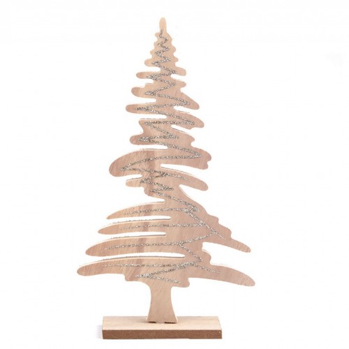 Drevený vianočný stromček s glitrami 1ks