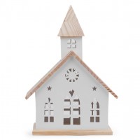 Dekorácia kostol plechový s drevenou strechou 1ks