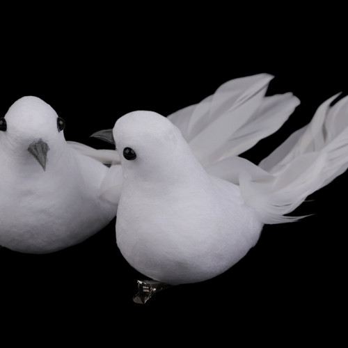Dekorácia holubica s klipom svadobná, vianočná 2ks