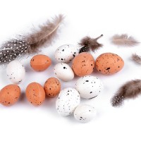 Dekoračné prepeličie vajíčka na aranžovanie s perím 1sáčok