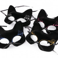 Karnevalová maska - škraboška zamatová s glitrami mačka 1ks