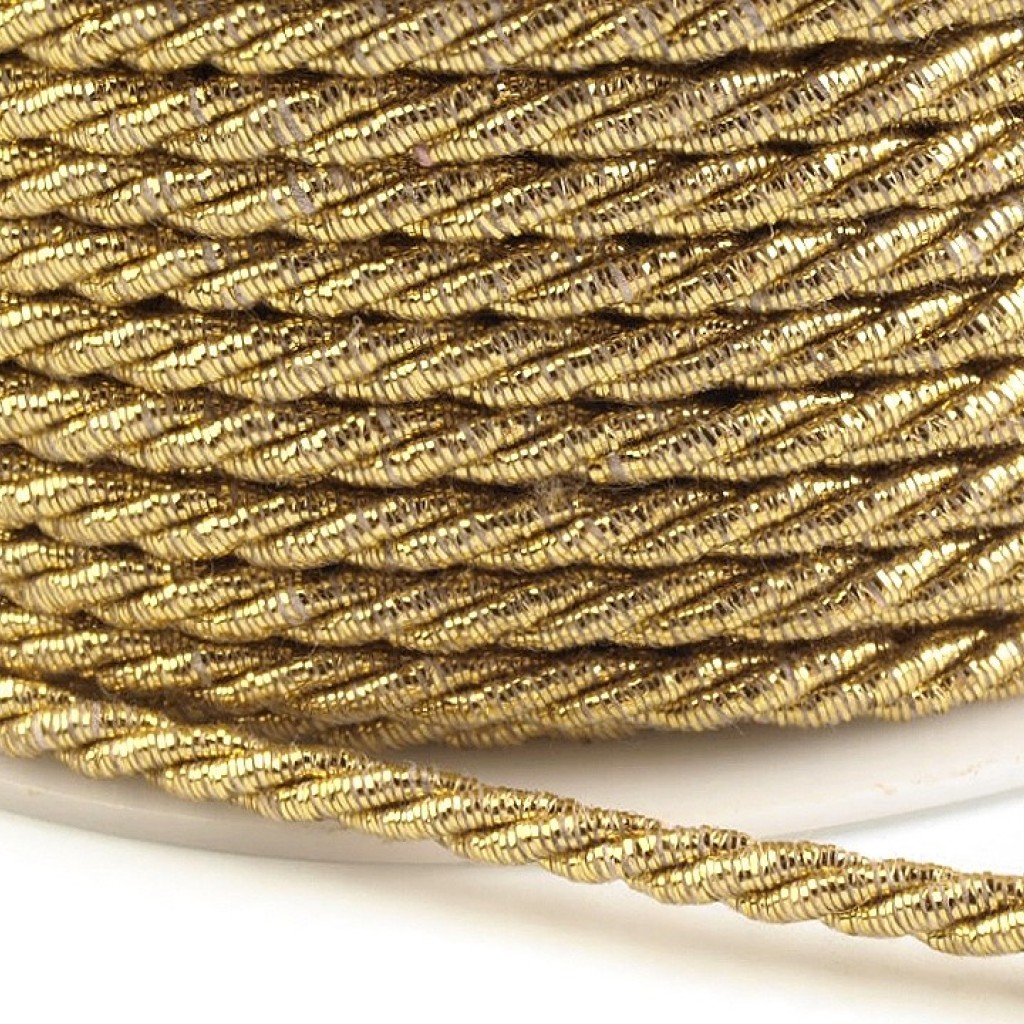 Шторный шнур витой Люрекс золотой 20 мм